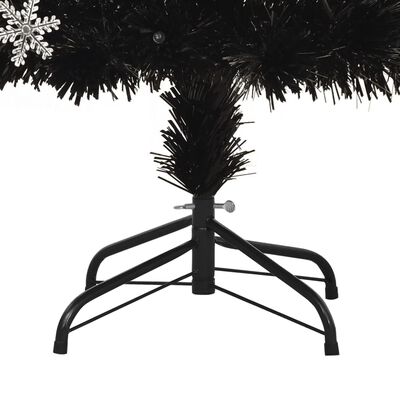 vidaXL Χριστουγεννιάτικο Δέντρο LED Χιονονιφάδες Οπτ.Ίνες Μαύρο 240 εκ