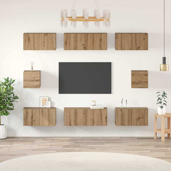 vidaXL ΣΕΤ ΒΑΘΜΟΛΟΓΗΣΗΣ ΤΗΛΕΟΡΑΣΗΣ artisan δρυς Επεξεργασμένο ξύλο