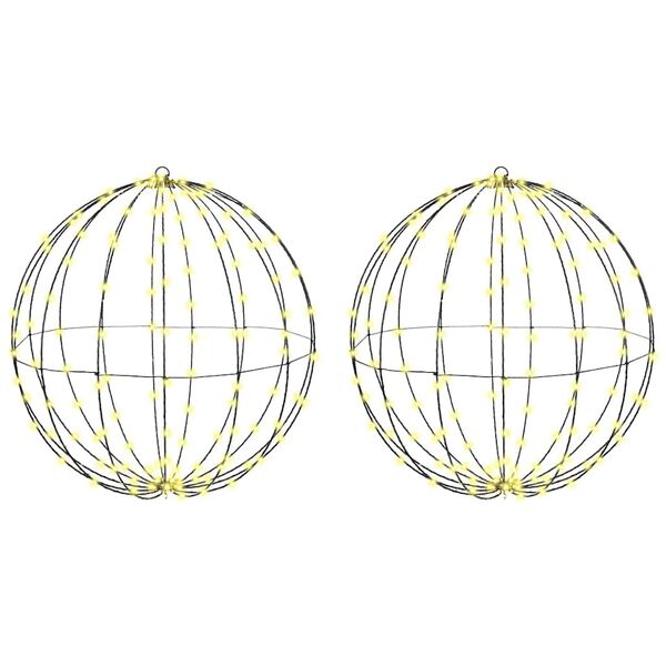 vidaXL Μπάλα με 384 LED 2 pcs Θερμό λευκό 60 cm Μέταλλο
