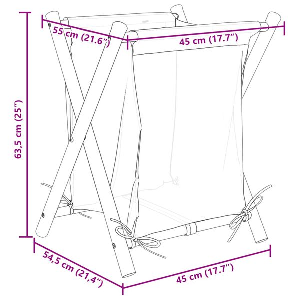 vidaXL Καλάθι Απλύτων Κρεμ Λευκό 45 x 55 x 63,5 εκ. Μπαμπού