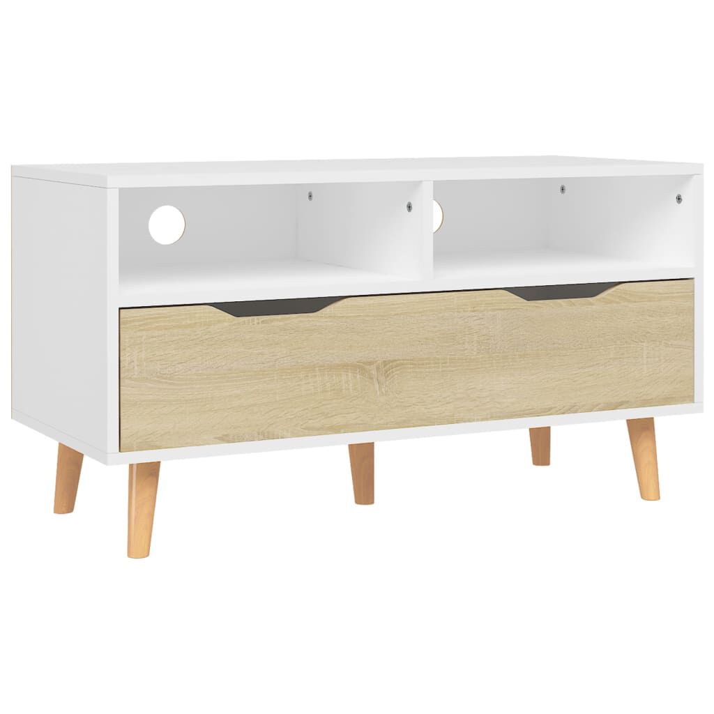 vidaXL Έπιπλο Τηλεόρασης Λευκό/Sonoma Δρυς 90x40x48,5 εκ. Επεξ. Ξύλο