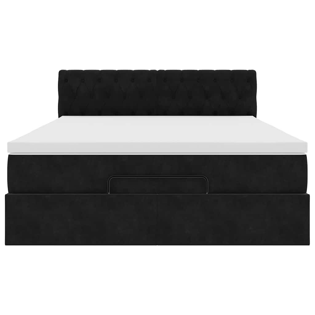 vidaXL Οθωμανικό κρεβάτι με στρώμα Μαύρο 140x190cm Βελούδο