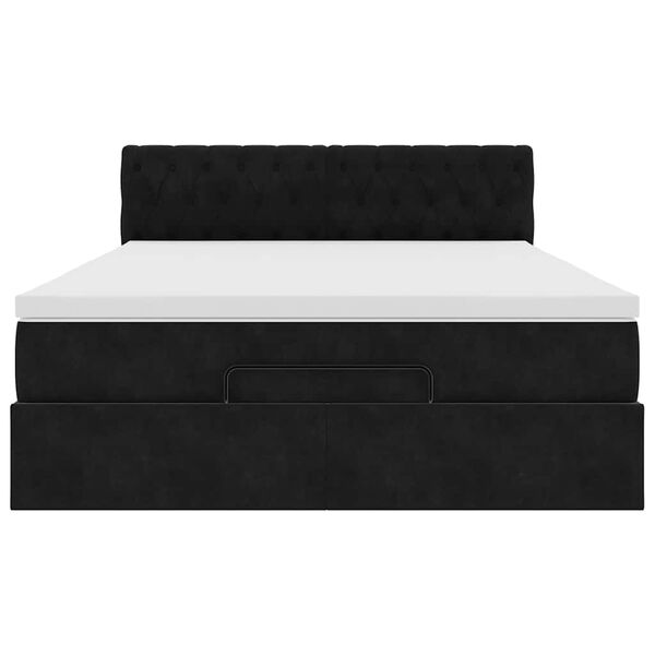 vidaXL Οθωμανικό κρεβάτι με στρώμα Μαύρο 140x190cm Βελούδο