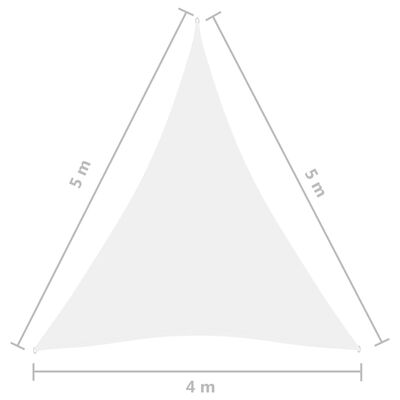 vidaXL Πανί Σκίασης Τρίγωνο Λευκό 4 x 5 x 5 μ. από Ύφασμα Oxford