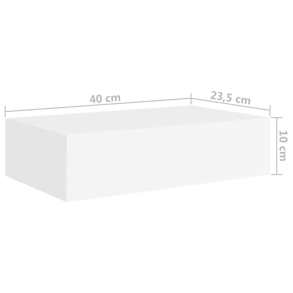 vidaXL Ράφι Επιτοίχιο με Συρτάρι Λευκό 40 x 23,5 x 10 εκ. από MDF