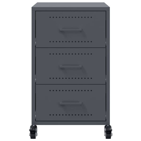 vidaXL Κομοδίνο Ανθρακί 36x39x59 εκ. από Χάλυβα