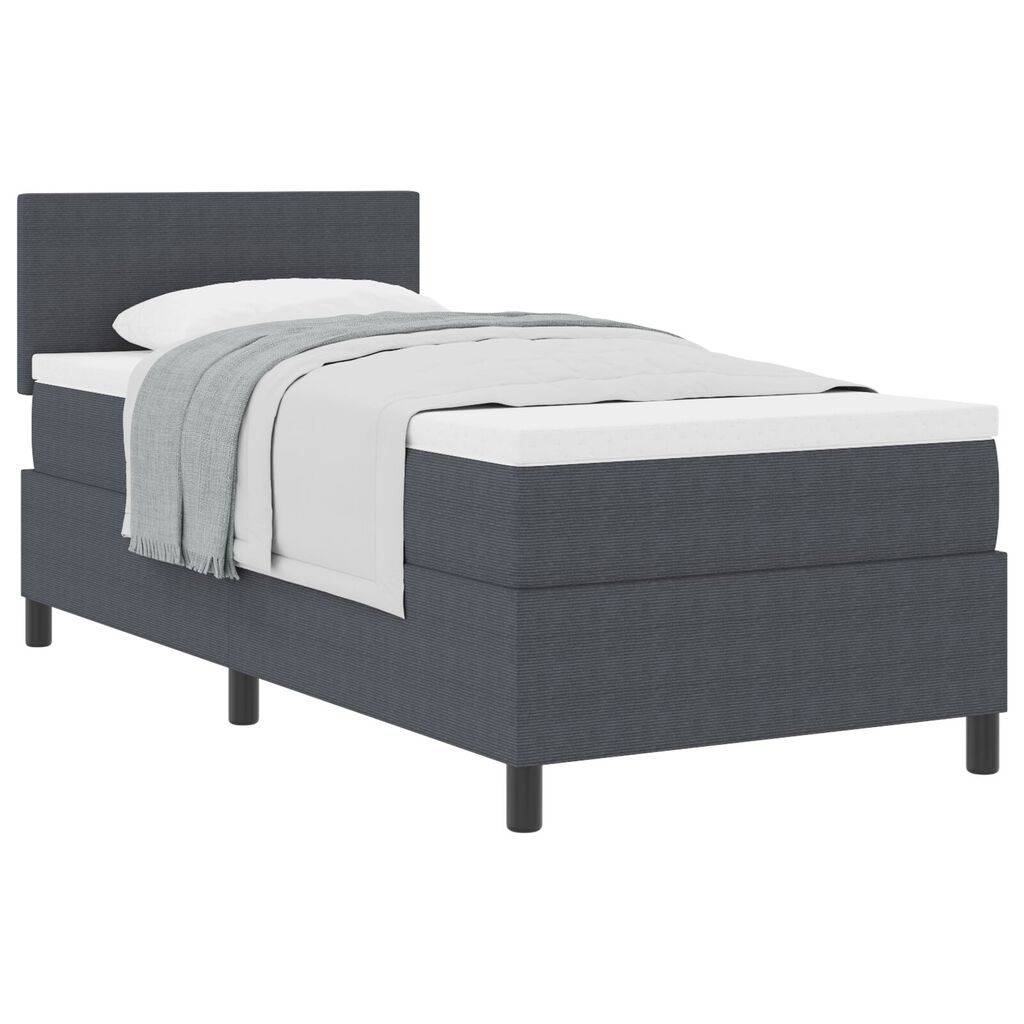 vidaXL Κρεβάτι Box Spring με Στρώμα Σκούρο Γκρι 100x200 εκ. Βελούδο