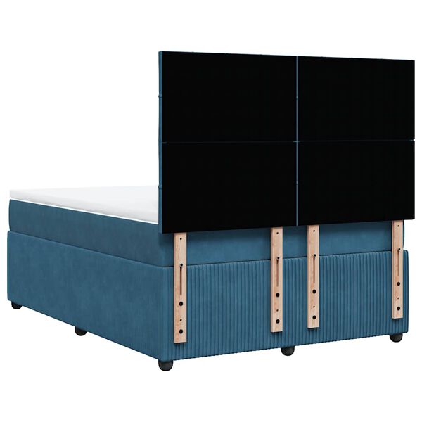 vidaXL Κρεβάτι Boxspring με Στρώμα Μπλε 140x200 εκ. Βελούδινο