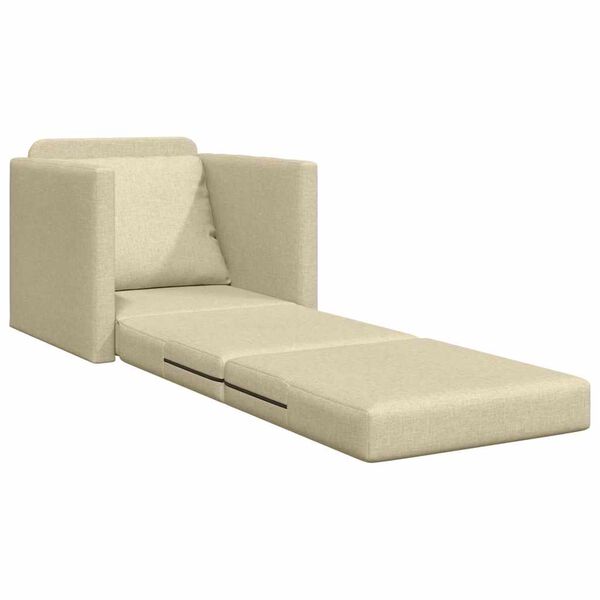 vidaXL Καναπές-Κρεβάτι Δαπέδου 2 σε 1 Κρεμ 112x174x55 εκ. Ύφασμα