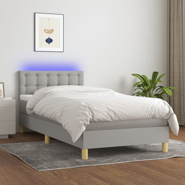 vidaXL &Kappa;&rho;&epsilon;&beta;ά&tau;&iota; Boxspring &mu;&epsilon; &Sigma;&tau;&rho;ώ&mu;&alpha; & LED &Alpha;&nu;.&Gamma;&kappa;&rho;&iota; 90x200 &epsilon;&kappa;. &Upsilon;&phi;&alpha;&sigma;&mu;ά&tau;&iota;&nu;&omicron;