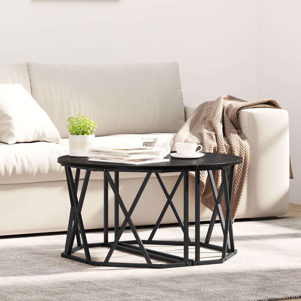 vidaXL Τραπέζι καφέ Μαύρο Δρυς 80x80x42 εκ. από επεξεργασμένο ξύλο