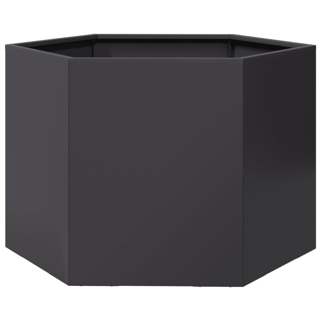 vidaXL Ζαρντινιέρα Κήπου Εξάγωνη Μαύρη 69x60x45 εκ. Ατσάλι