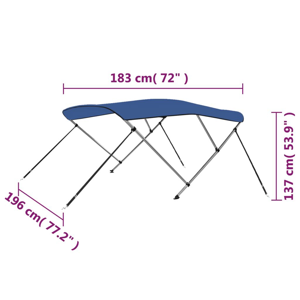vidaXL Τέντα Σκάφους με 3 Αψίδες Μπλε 183 x 196 x 137 εκ.