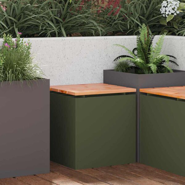 vidaXL Παγκάκι κήπου Λαδί 40 x 40 x 43 cm Ατσάλι