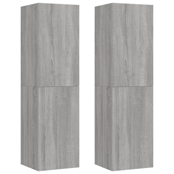 vidaXL Έπιπλα Τηλεόρασης Επιτοίχια 2 τεμ. Γκρι Sonoma 30,5x30x110 εκ.