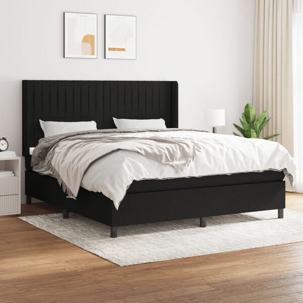 vidaXL &Kappa;&rho;&epsilon;&beta;ά&tau;&iota; Boxspring &mu;&epsilon; &Sigma;&tau;&rho;ώ&mu;&alpha; &Mu;&alpha;ύ&rho;&omicron; 180x200 &epsilon;&kappa;. &Upsilon;&phi;&alpha;&sigma;&mu;ά&tau;&iota;&nu;&omicron;