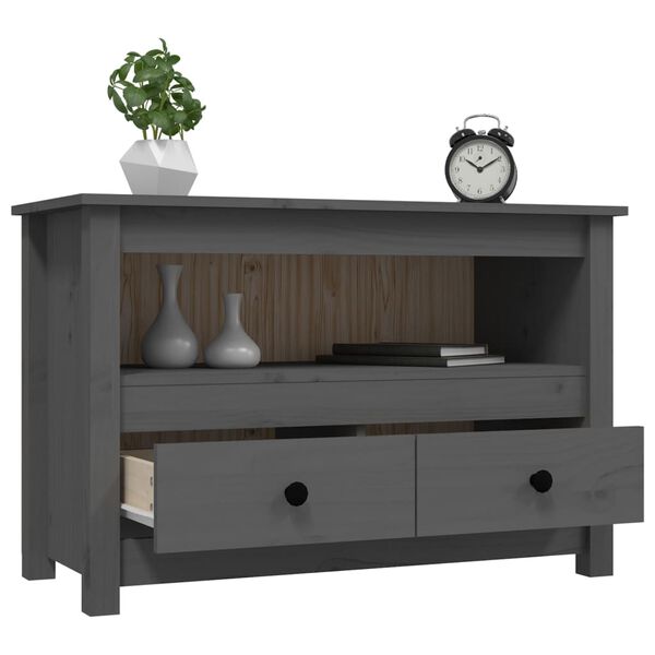 vidaXL Έπιπλο Τηλεόρασης Γκρι 79x35x52 εκ. από Μασίφ Ξύλο Πεύκου