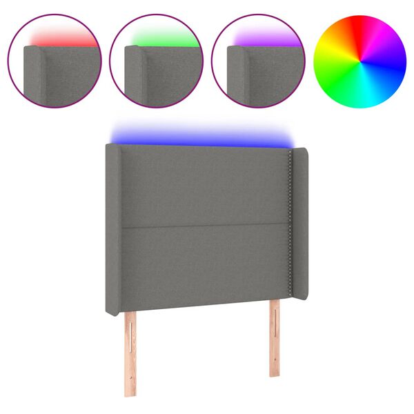 vidaXL Κεφαλάρι Κρεβατιού LED Σκούρο Γκρι 103x16x118/128εκ. Υφασμάτινο