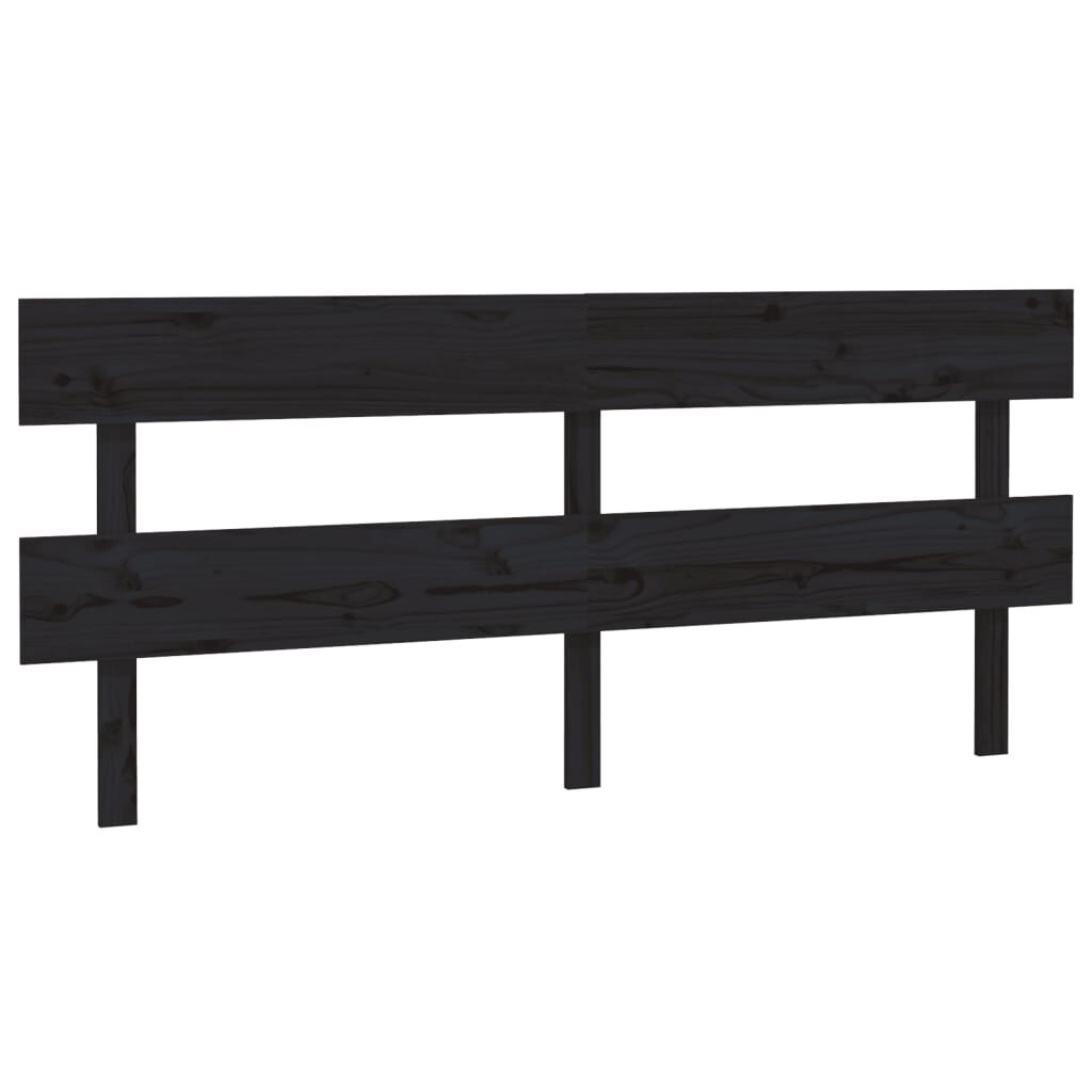 vidaXL Κεφαλάρι Κρεβατιού Μαύρο 184 x 3 x 81 εκ. Μασίφ Ξύλο Πεύκου