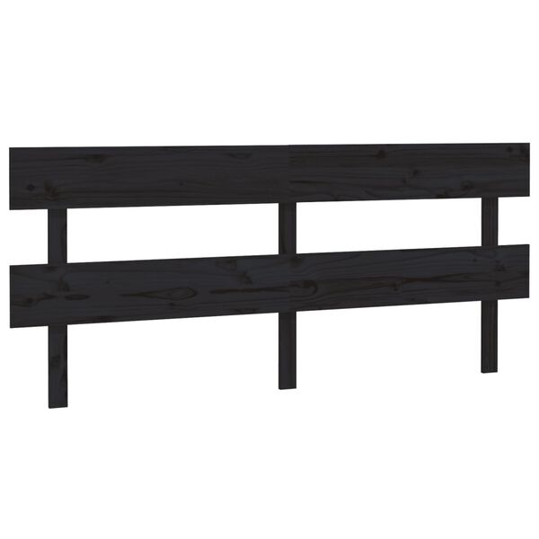 vidaXL Κεφαλάρι Κρεβατιού Μαύρο 184 x 3 x 81 εκ. Μασίφ Ξύλο Πεύκου