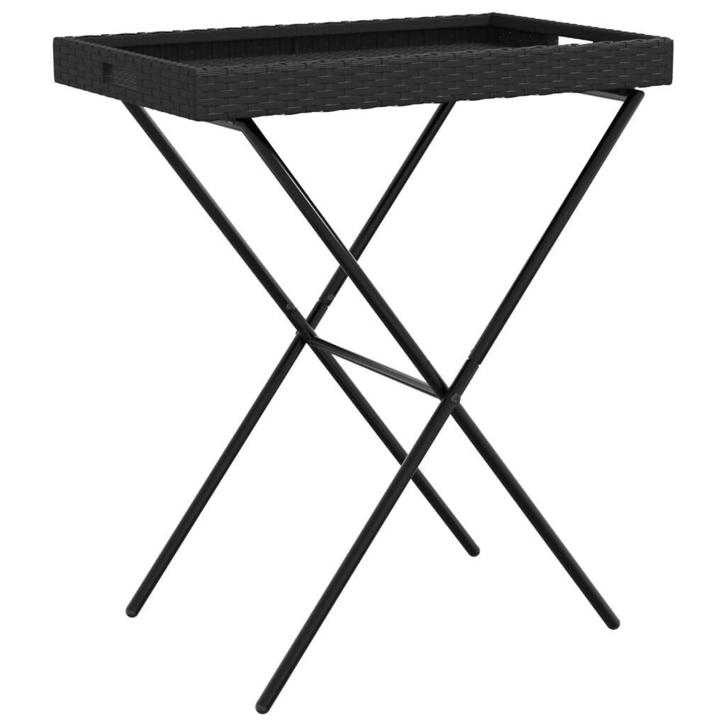 vidaXL Τραπέζι Δίσκος Πτυσσόμενο Μαύρο 65x40x75 εκ. Συνθετικό Ρατάν