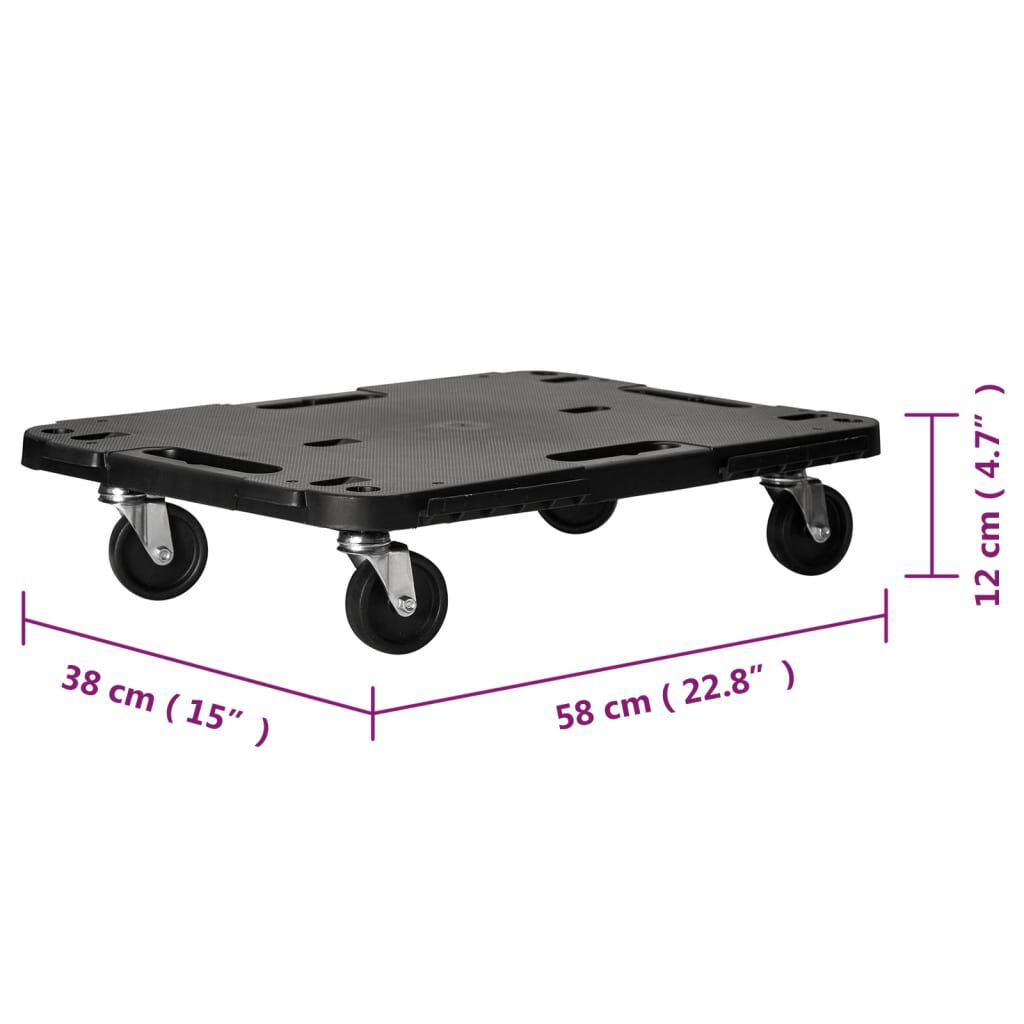 vidaXL Τρόλεϊ Μεταφοράς 5 Τεμ. Μαύρα 58 x 38 x 12 εκ. Πολυπροπυλένιο