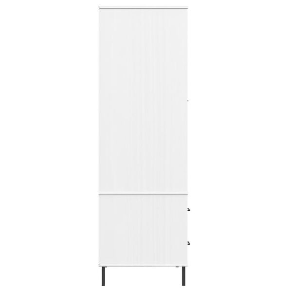 vidaXL Ντουλάπα OSLO Λευκή 90x55x172,5 εκ. Μασίφ Ξύλο με Μετ. Πόδια
