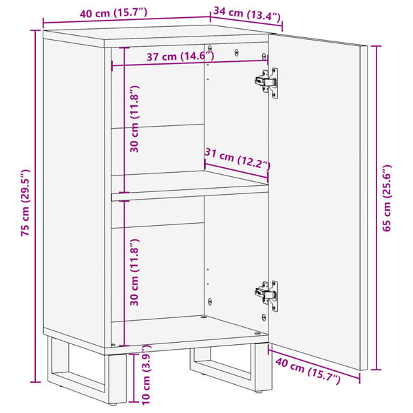vidaXL Ντουλάπι 40x34x75 εκ. από Μασίφ Ξύλο Μάνγκο