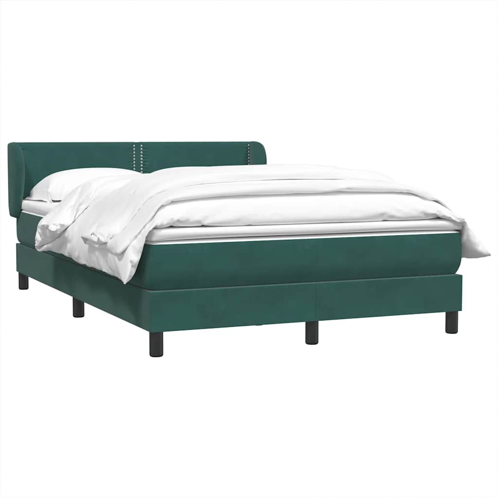 vidaXL Box Spring Κρεβάτι με στρώμα Σκούρο πράσινο 140x220cm Βελούδινο