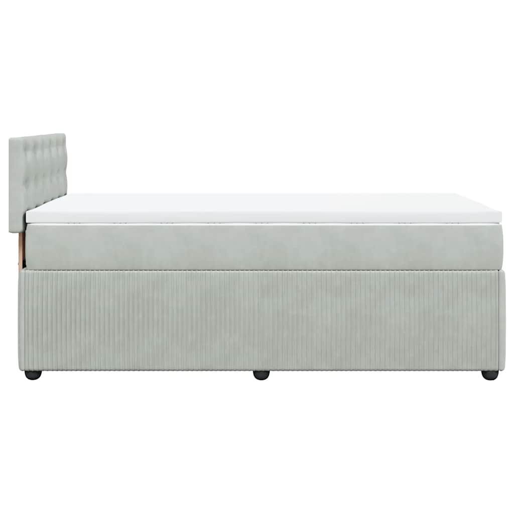 vidaXL Κρεβάτι Boxspring με Στρώμα Ανοιχτό Γκρι 90x190 εκ. Βελούδινο