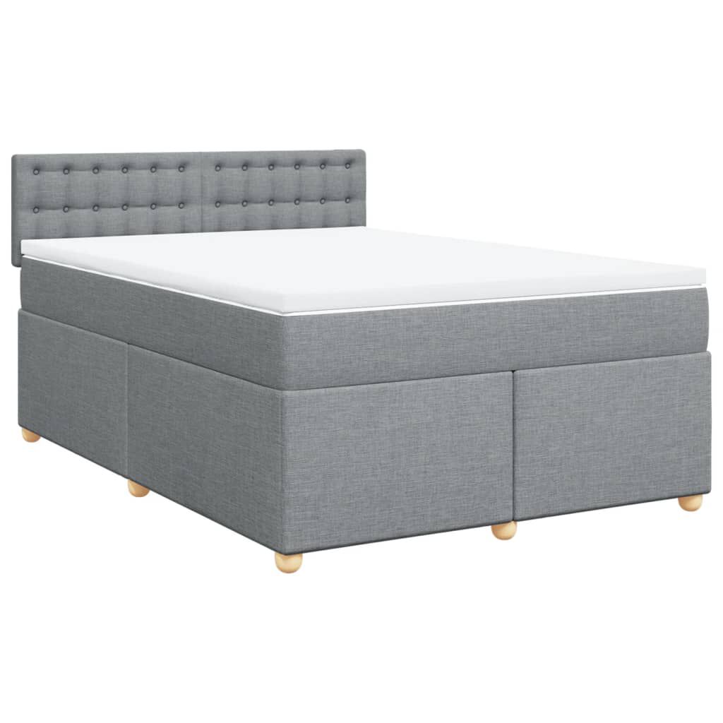 vidaXL Κρεβάτι Boxspring με Στρώμα Ανοιχτό Γκρι 140x200 εκ. Υφασμάτινο