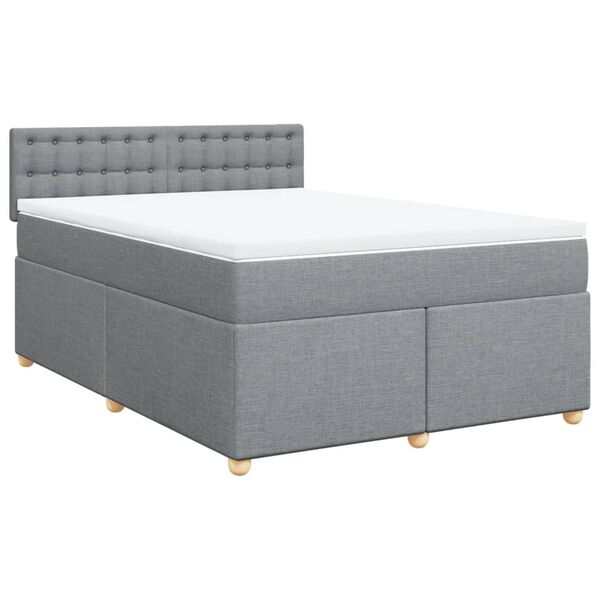vidaXL Κρεβάτι Boxspring με Στρώμα Ανοιχτό Γκρι 140x200 εκ. Υφασμάτινο