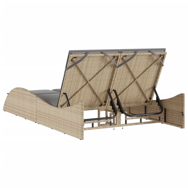 vidaXL Ξαπλώστρα Μπεζ 114x205x73 εκ. από Συνθετικό Ρατάν με Μαξιλάρι