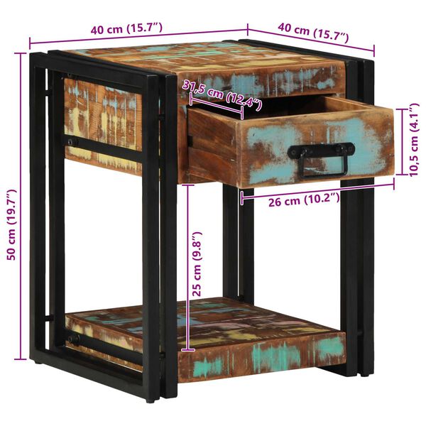 vidaXL Κομοδίνα 2 τμχ 40x40x50 εκ. Μασίφ Ανακυκλωμένο Ξύλο