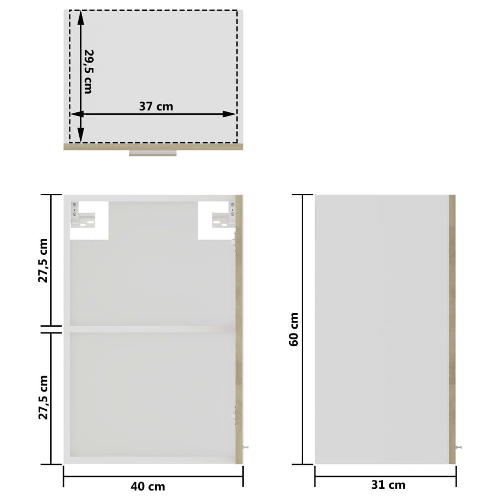 vidaXL Ντουλάπι Κρεμαστό με Τζάμι Lyon Sonoma Δρυς 40x31x60εκ.