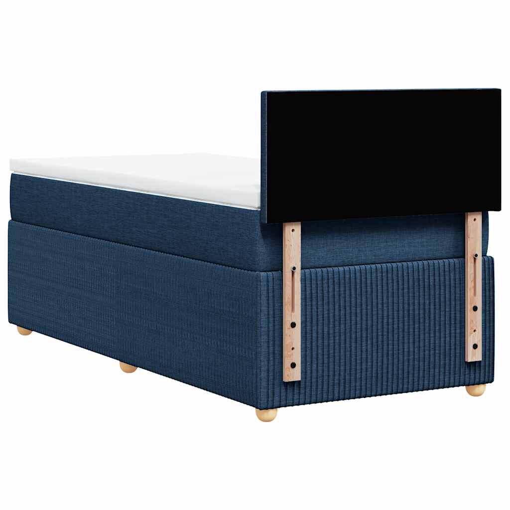 vidaXL Κρεβάτι Boxspring με Στρώμα Μπλε 90x200 εκ.Υφασμάτινο