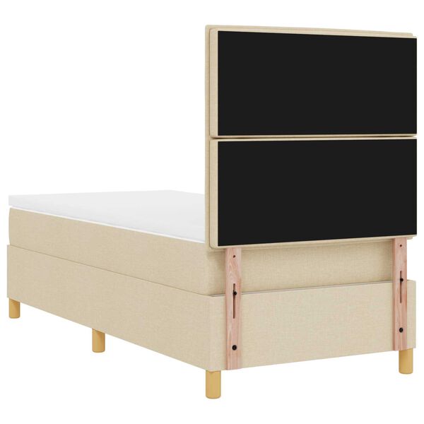 vidaXL Κρεβάτι Κιβωτού με Στρώμα Κρεμ 90x200 cm Ύφασμα