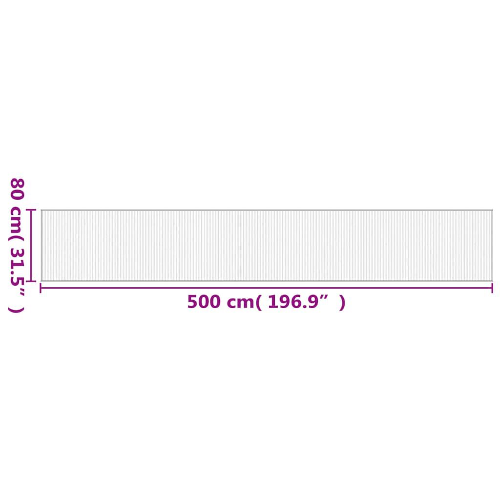 vidaXL Χαλί Ορθογώνιο Καφέ 80 x 500 εκ. Μπαμπού