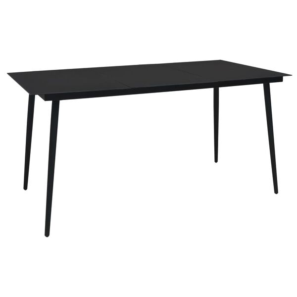 vidaXL Τραπεζαρία Κήπου Μαύρη 190 x 90 x 74 εκ. από Ατσάλι / Γυαλί