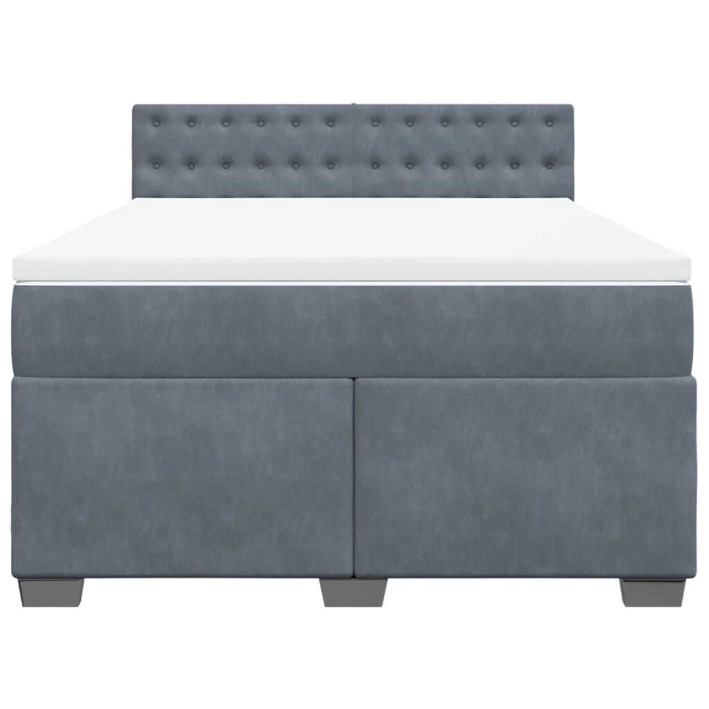 vidaXL Κρεβάτι Boxspring με Στρώμα Σκούρο Γκρι 140x190 εκ. Βελούδινο