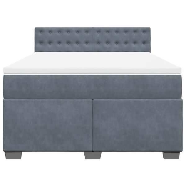 vidaXL Κρεβάτι Boxspring με Στρώμα Σκούρο Γκρι 140x190 εκ. Βελούδινο