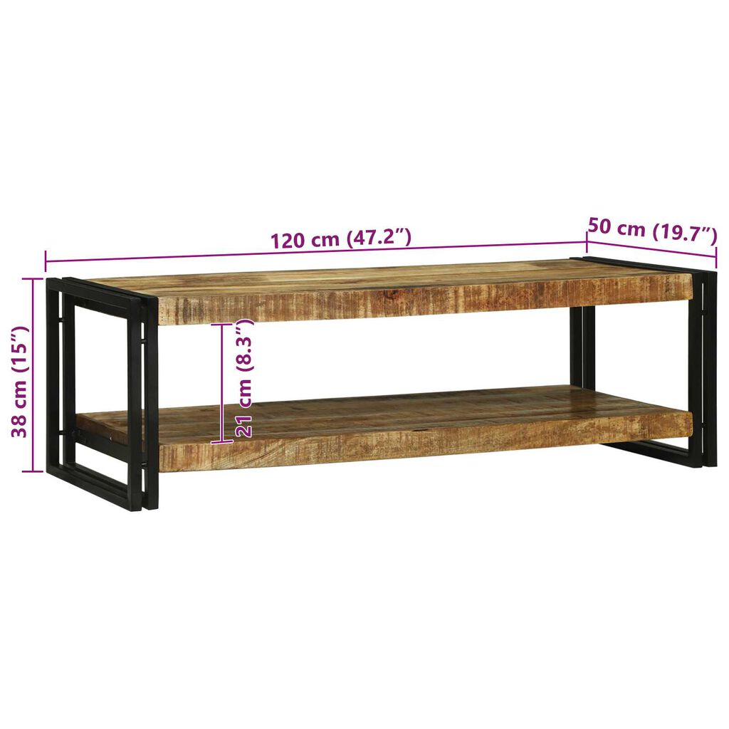vidaXL Τραπεζάκι σαλονιού Καφέ 120 x 50 x 38 εκ Μασίφ ξύλο μάνγκο