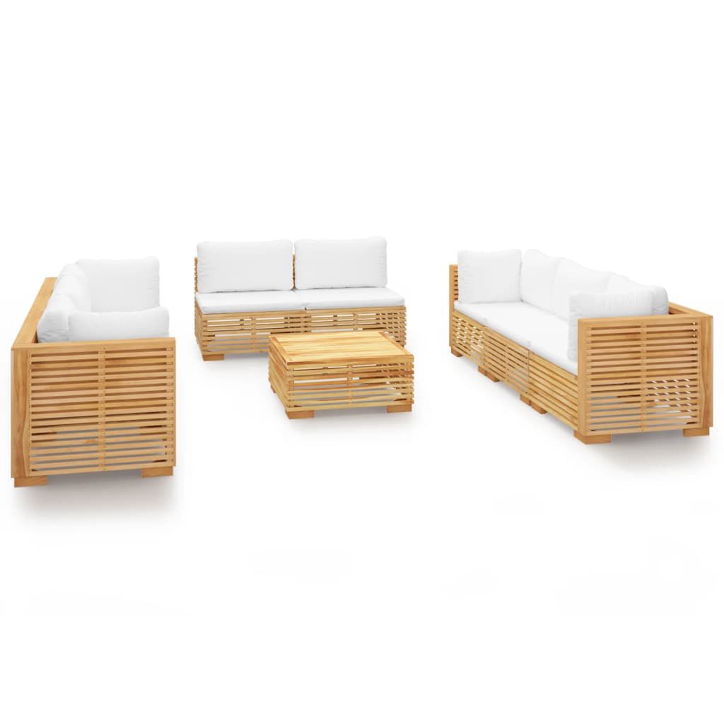 vidaXL Σαλόνι Κήπου Σετ 9 Τεμαχίων από Μασίφ Ξύλο Teak με Μαξιλάρια