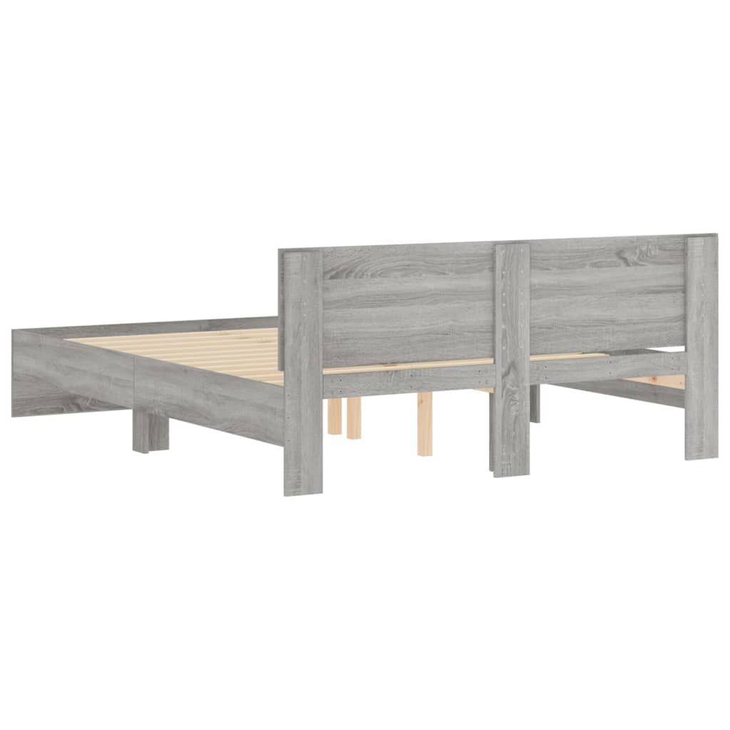 vidaXL Πλαίσιο Κρεβατιού με Κεφαλάρι Γκρι Sonoma 150x200 εκ.