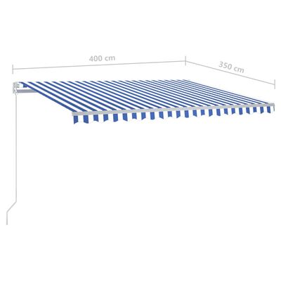 vidaXL Τέντα Αυτόματη με LED & Αισθ. Ανέμου Μπλε / Λευκό 4 x 3,5 μ.