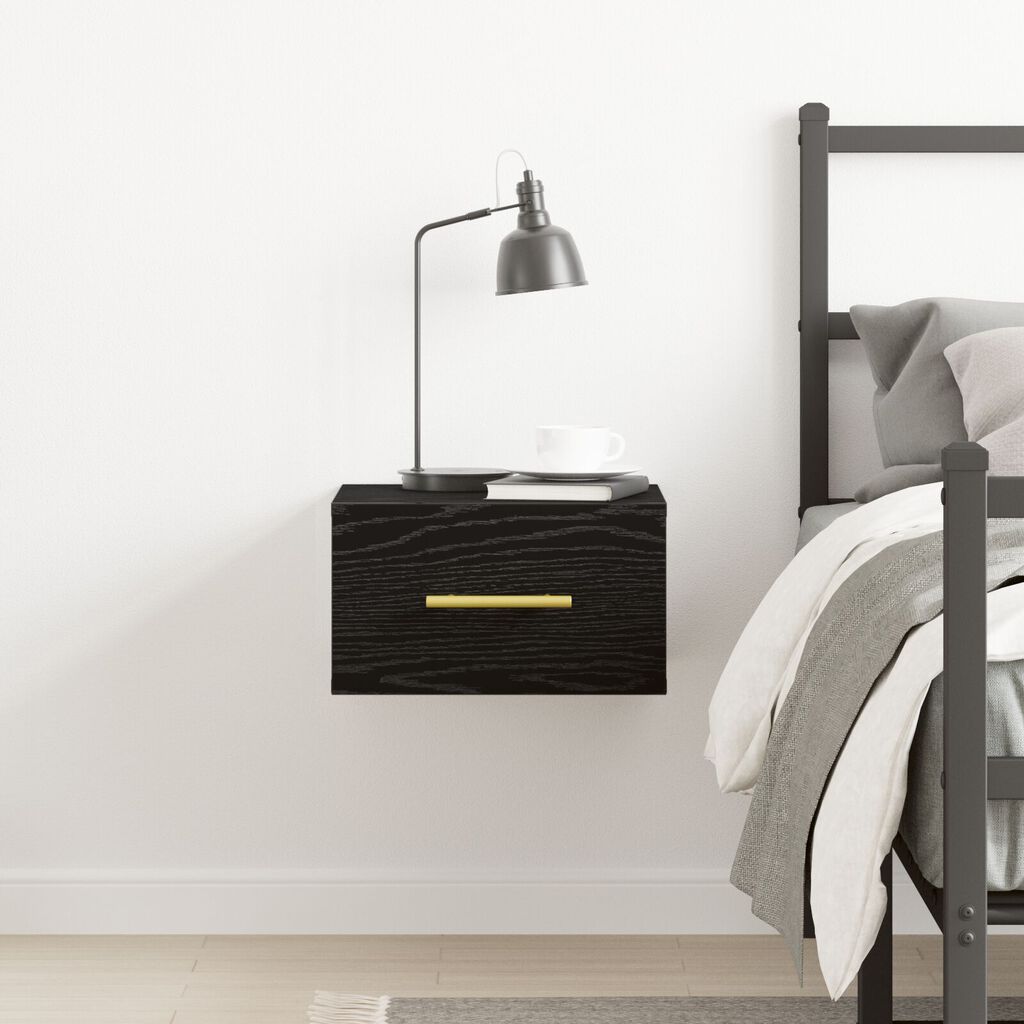 vidaXL Κομοδίνο Τοίχου Μαύρη Δρυς 35x35x20 εκ.