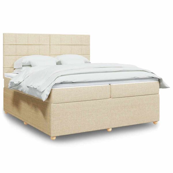 vidaXL &Kappa;&rho;&epsilon;&beta;ά&tau;&iota; Boxspring &mu;&epsilon; &Sigma;&tau;&rho;ώ&mu;&alpha; &Kappa;&rho;&epsilon;&mu; 200x200 &epsilon;&kappa;. &Upsilon;&phi;&alpha;&sigma;&mu;ά&tau;&iota;&nu;&omicron;