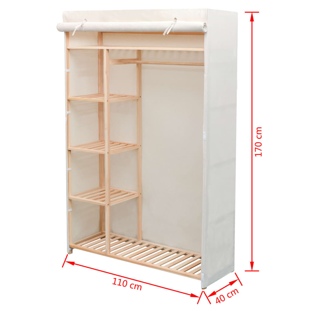 vidaXL Ντουλάπα 110 x 40 x 170 εκ. από Ύφασμα και Ξύλο Πεύκου