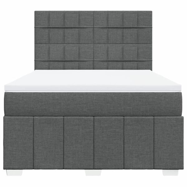 vidaXL Κρεβάτι Boxspring με Στρώμα Σκούρο Γκρι 160x200 εκ Υφασμάτινο