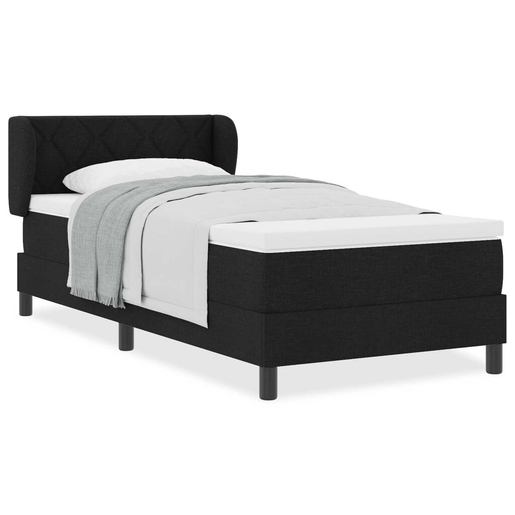 vidaXL Κρεβάτι box spring με στρώμα Μαύρο 100 x 200 cm ύφασμα
